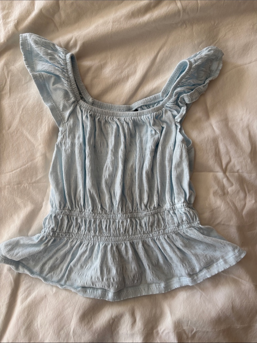 Light Blue Old Navy Girls' Sleeveless Ruffled Smock Top size 10-12